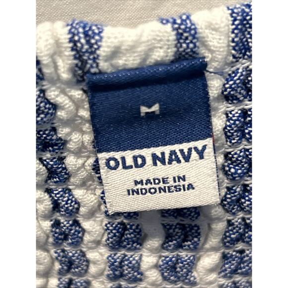Old Navy Blue & White Stripe Linen Midi Sundress Sz Med Nautical Beach Summer - Picture 4 of 8